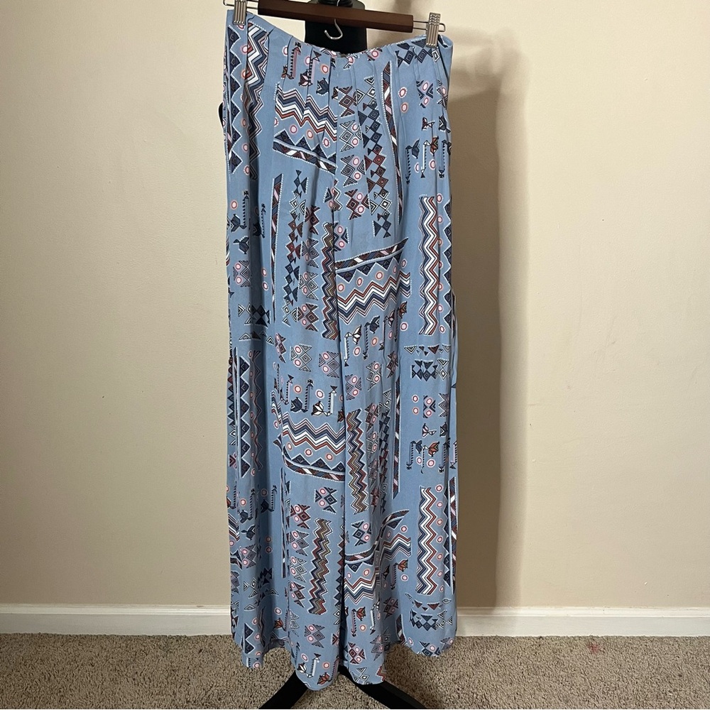 Tigerlily Light Blue Tribal Print Wide Leg Pants